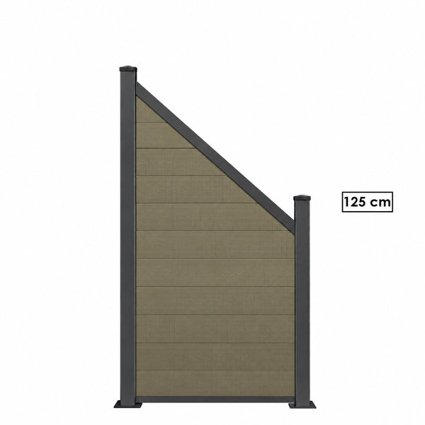 WPC Schrägelement Eleganz B: 180cm H: 90cm oder H: 120cm verschiedene Farben mit kurzem Aluminium-Pfosten