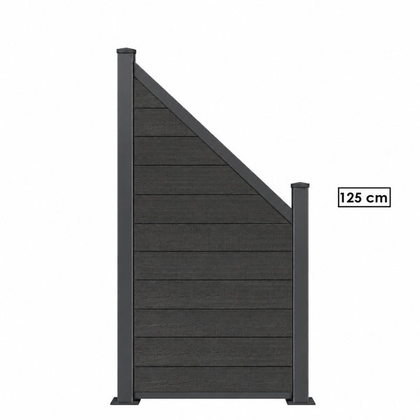 WPC Schrägelement Eleganz B: 180cm H: 90cm oder H: 120cm verschiedene Farben mit kurzem Aluminium-Pfosten