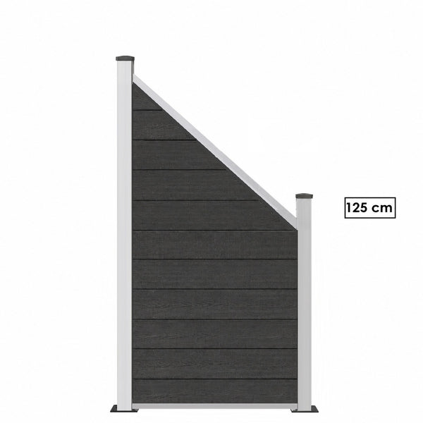 WPC Schrägelement Eleganz B: 180cm H: 90cm oder H: 120cm verschiedene Farben mit kurzem Aluminium-Pfosten