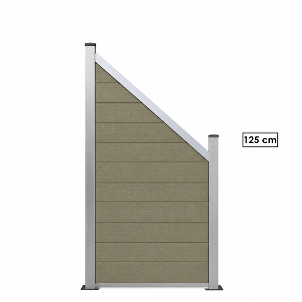 WPC Schrägelement Eleganz B: 180cm H: 90cm oder H: 120cm verschiedene Farben mit kurzem Aluminium-Pfosten