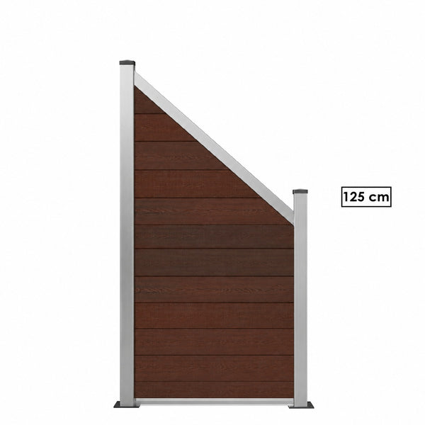 WPC Schrägelement Eleganz B: 180cm H: 90cm oder H: 120cm verschiedene Farben mit kurzem Aluminium-Pfosten