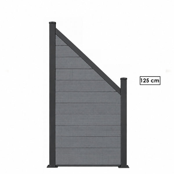 WPC Schrägelement Eleganz B: 180cm H: 90cm oder H: 120cm verschiedene Farben mit kurzem Aluminium-Pfosten