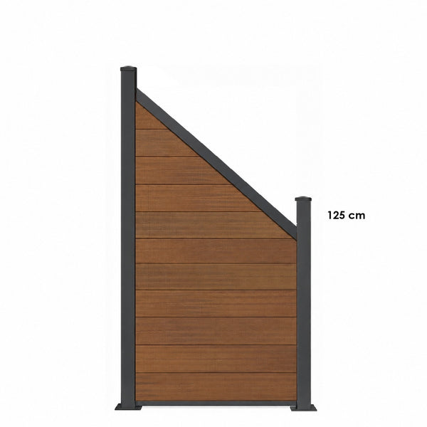 WPC Schrägelement Eleganz B: 180cm H: 90cm oder H: 120cm verschiedene Farben mit kurzem Aluminium-Pfosten