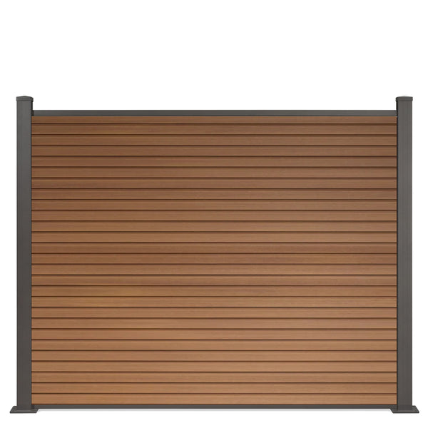 ▶️ Höhe: 1,50m - Coex WPC Zaun Vertico 150 x 180 cm in Braun inkl. Aluminium Pfosten