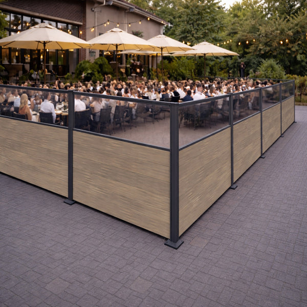 Gastro-Zaun WPC CoEx Excellent in Anthrazit mit Plexiglasscheibe 150x180cm