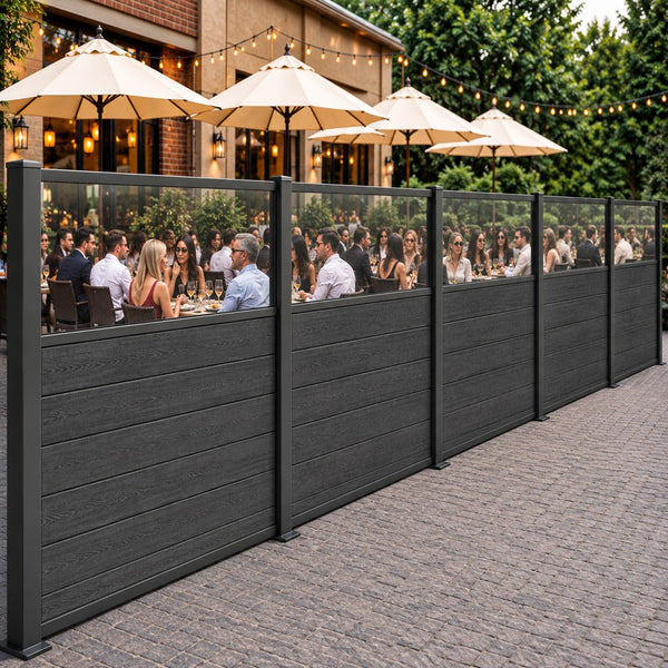 Gastro-Zaun WPC CoEx 150x180cm Eleganz mit 50cm Plexiglasscheibe
