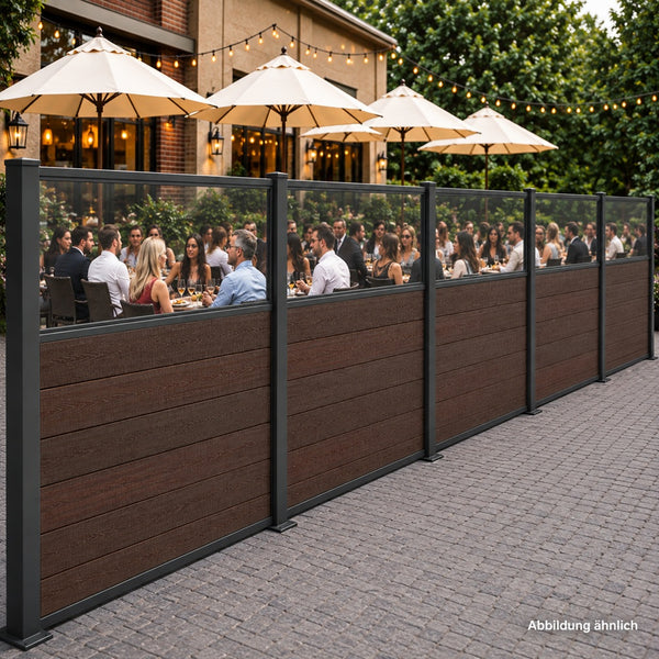 Gastro-Zaun WPC CoEx 150x180cm Eleganz mit 50cm Plexiglasscheibe