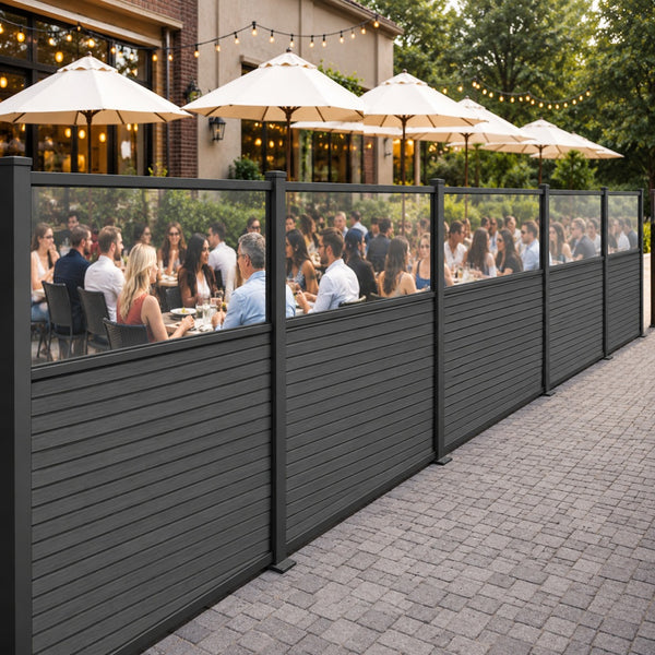 Gastro-Zaun WPC CoEx 150x180cm Vertico mit 50cm Plexiglasscheibe