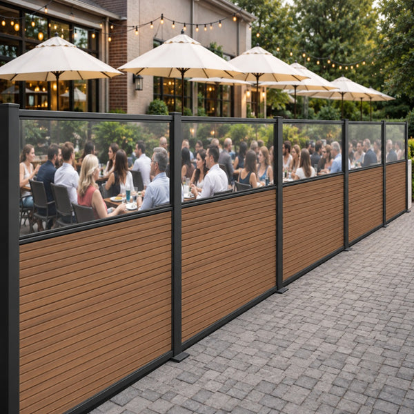 Gastro-Zaun WPC CoEx 150x180cm Vertico mit 50cm Plexiglasscheibe