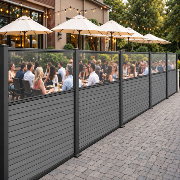 Gastro-Zaun WPC CoEx 150x180cm Vertico mit 50cm Plexiglasscheibe