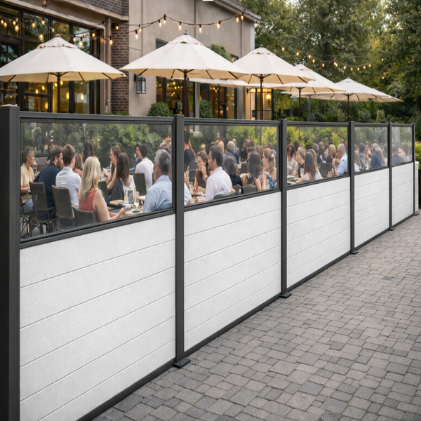 Gastro-Zaun WPC CoEx Excellent in Anthrazit mit Plexiglasscheibe 150x180cm