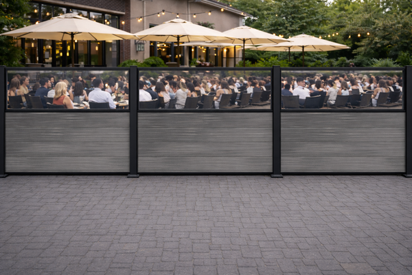 Gastro-Zaun WPC CoEx Excellent in Anthrazit mit Plexiglasscheibe 120x180cm