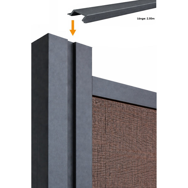 Pfosten-Abdeckleiste Anthrazit 2500x20x10mm in Anthrazit Für Naboca Alu-Pfosten