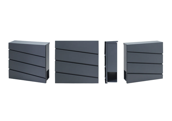 Briefkasten wird von vier Seiten gezeigt