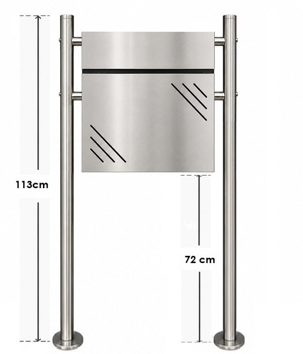 Briefkasten S11 mit Standhalterung aus Edelstahl mit Zeitungsfach, wetterfest und modern