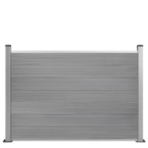 WPC Zaun Brillant Grau halbhoher Sichtschutz 120x180cm inkl. Aluminium Pfosten