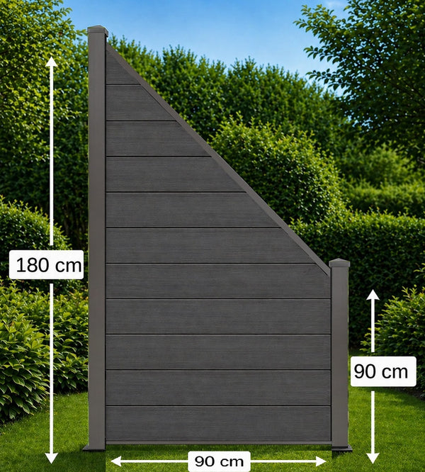 Coex Schrägelement Brillant 180 x 90 cm mit kurzen Aluminium Pfosten