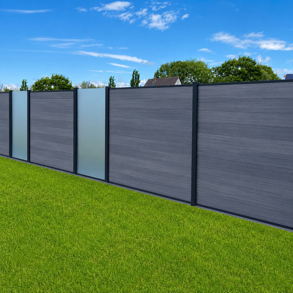 Glaselement 180x90cm ESG Milchglas und Klarglas mit Leisten