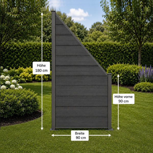 Coex Schrägelement Brillant 180 x 90 cm mit kurzen Aluminium Pfosten
