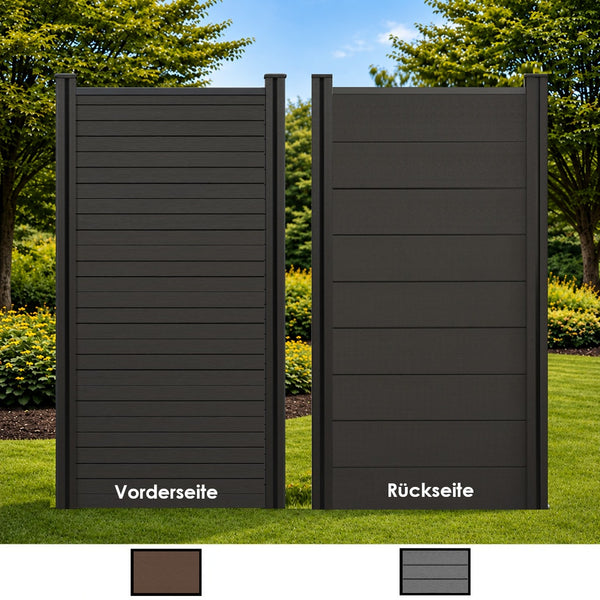 WPC halbes Element Classic WPC Zaun Komplett-Set mit Pfosten H:180 B:98cm