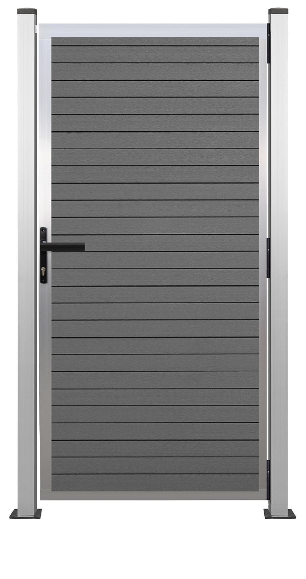Gartentor Aluminium 180cm x 90cm  in Silber Bausatz Komplett-Set mit Schloss