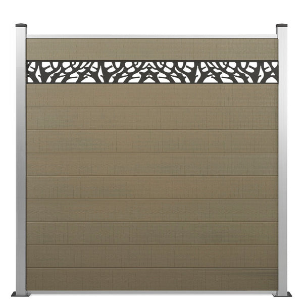 Coex WPC Sichtschutzzaun Eleganz in Beige mit Dekor Bäumchen 16cm