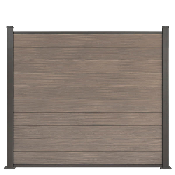WPC-Zaun von 84cm- 198cm konfigurierbar in verschiedenen Farben inkl. Aluminium Pfosten