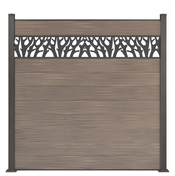 WPC Excellent Sichtschutzzaun 175x180cm in Beige Sichtschutz mit Dekor Bäumchen 25cm