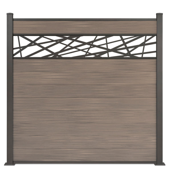 WPC Excellent Sichtschutzzaun Beige mit Dekor Abstrakt Sichtschutz mit Holzoptik