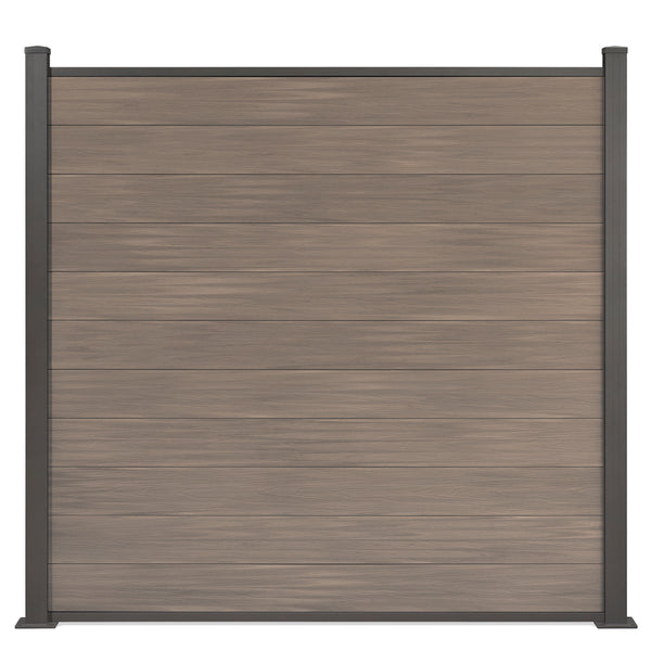 WPC-Zaun von 84cm- 198cm konfigurierbar in verschiedenen Farben inkl. Aluminium Pfosten