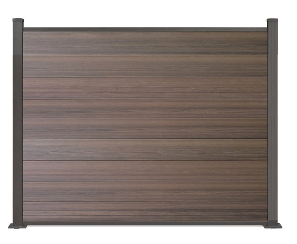 ▶️ Höhe: 1,50m - Coex WPC Zaun Excellent 150 x 180 cm in Braun inkl. Aluminium Pfosten