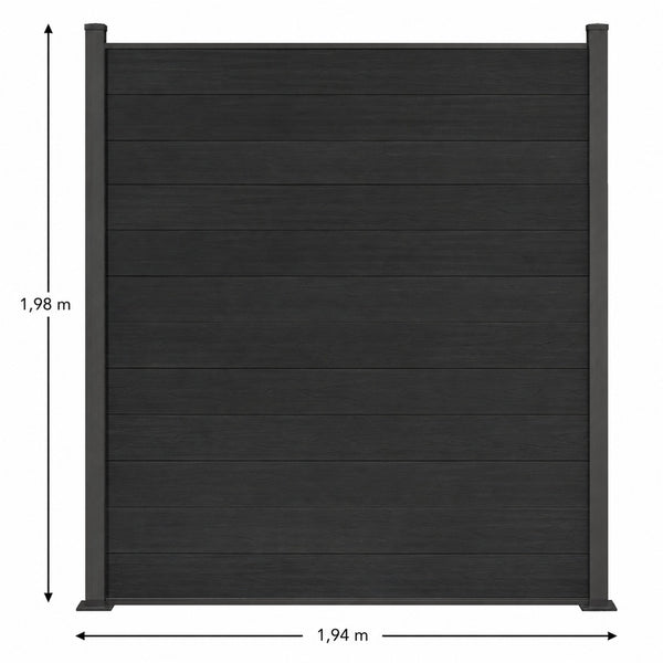 Coex WPC Zaun Excellent  1980 x 1800 mm alle Farben inkl Aluminium Pfosten in Anthrazit