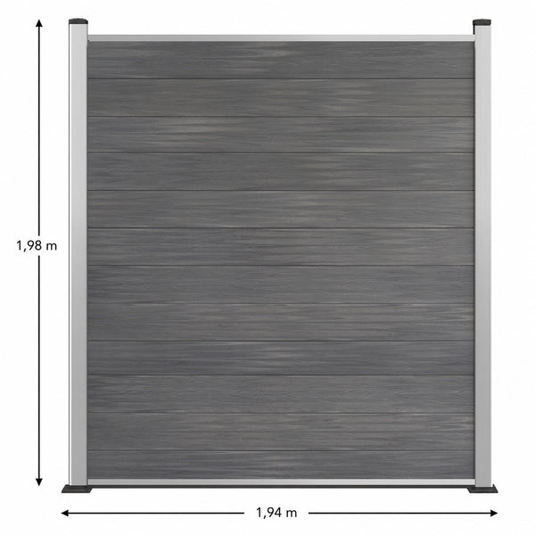 Coex WPC Zaun Excellent  1980 x 1800 mm alle Farben inkl Aluminium Pfosten in Silber