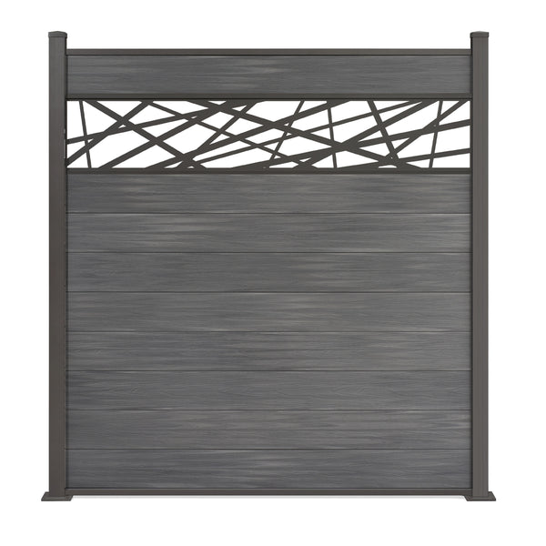 WPC Excellent Sichtschutzzaun Grau mit Dekor Abstrakt Sichtschutz mit Holzoptik