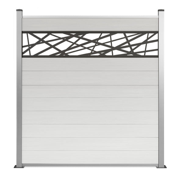 WPC Excellent Sichtschutzzaun Weiß mit Dekor Abstrakt Sichtschutz mit Holzoptik