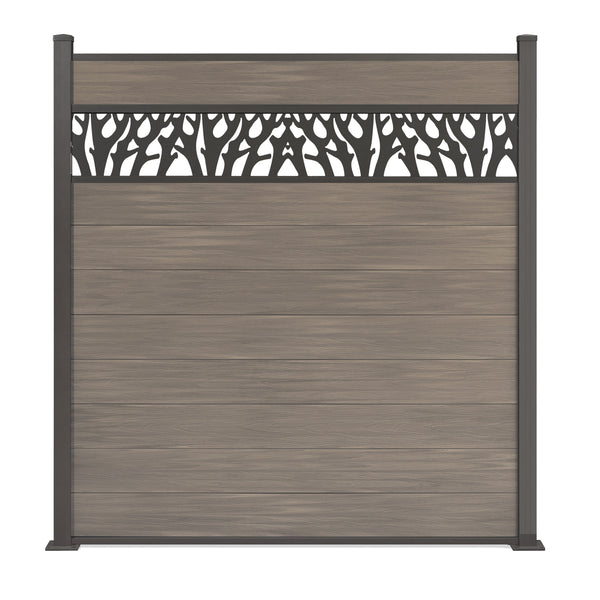 WPC Excellent Sichtschutzzaun Beige Sichtschutz mit Dekor Bäumchen 25cm