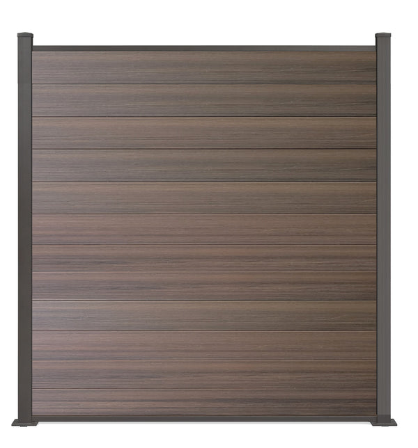 WPC-Zaun von 84cm- 198cm konfigurierbar in verschiedenen Farben inkl. Aluminium Pfosten