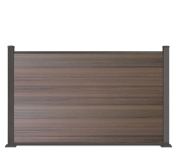 WPC-Zaun von 84cm- 198cm konfigurierbar in verschiedenen Farben inkl. Aluminium Pfosten
