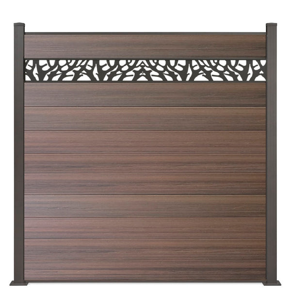 WPC Excellent Sichtschutzzaun Braun Sichtschutz mit Dekor Bäumchen 16cm