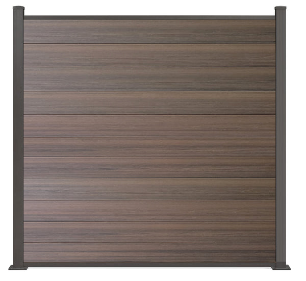 WPC-Zaun von 84cm- 198cm konfigurierbar in verschiedenen Farben inkl. Aluminium Pfosten