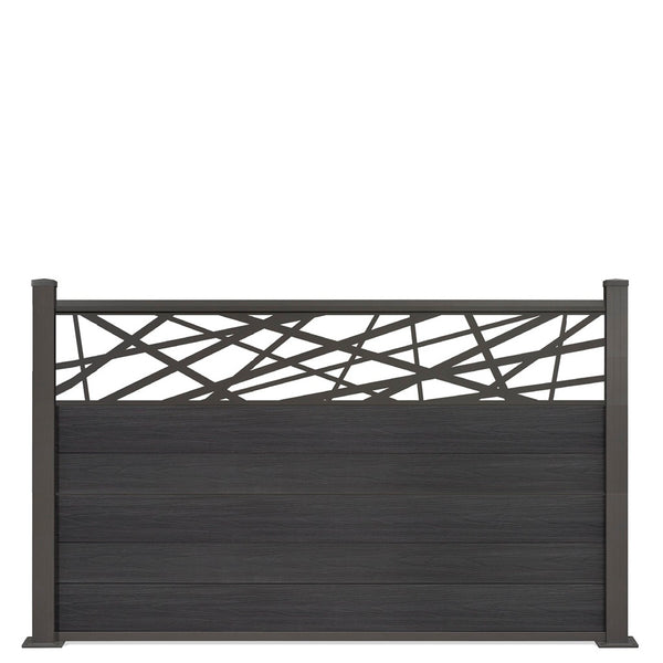 CoEx WPC Gartenzaun mit Dekor 120x180cm inkl. Aluminium Pfosten