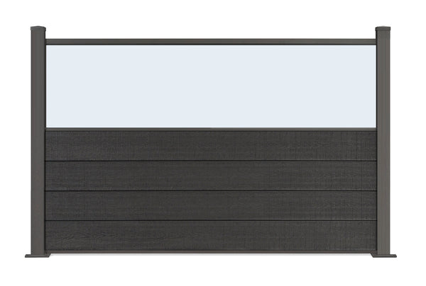 ▶️ Höhe: 1,20m - Gastro-Zaun WPC CoEx - Excellent in Anthrazit mit Plexiglasscheibe 120 x 180 cm