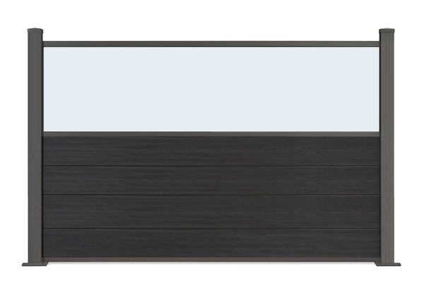 ▶️ Höhe: 1,20m - Gastro-Zaun WPC CoEx - Excellent in Anthrazit mit Plexiglasscheibe 120 x 180 cm