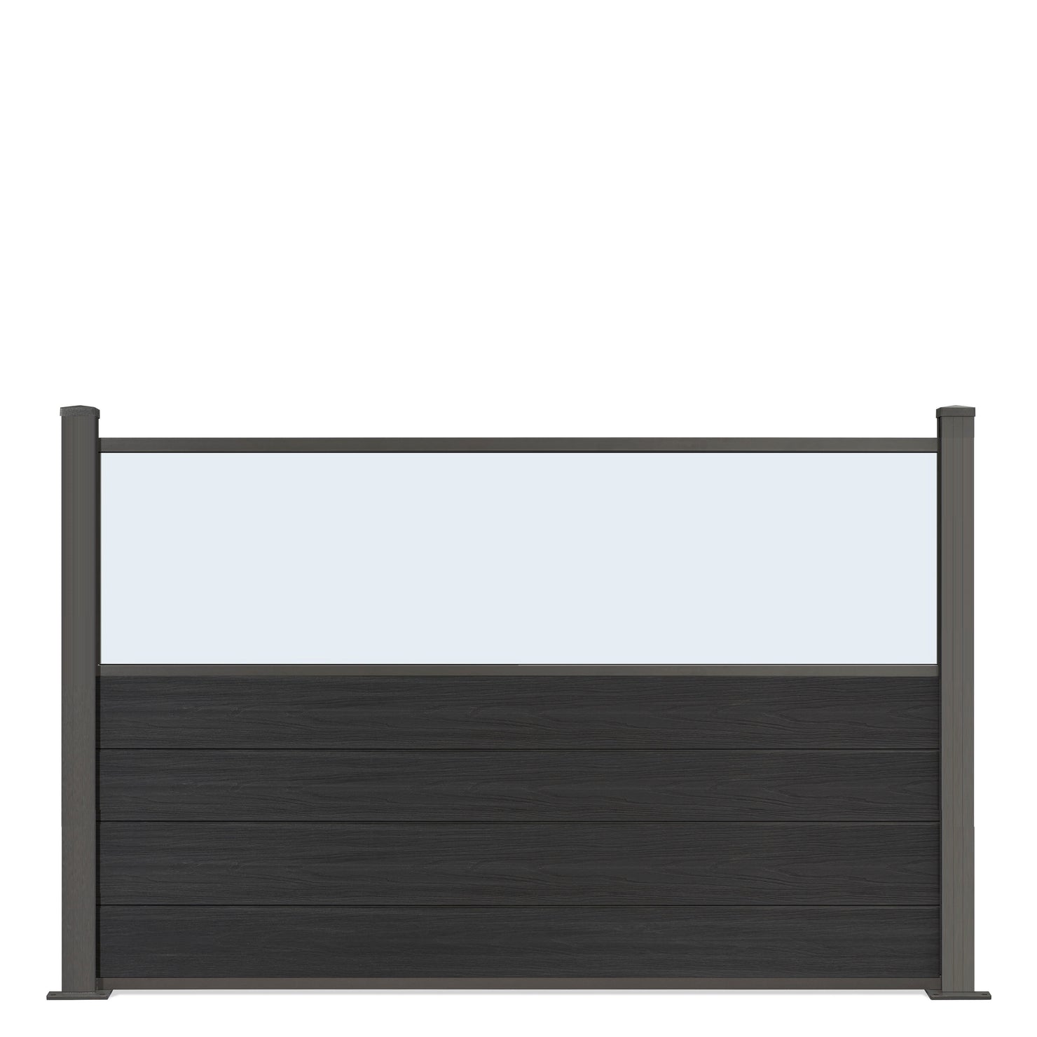▶️ Höhe: 1,20m - Gastro-Zaun WPC CoEx - Excellent in Anthrazit mit Plexiglasscheibe 120 x 180 cm