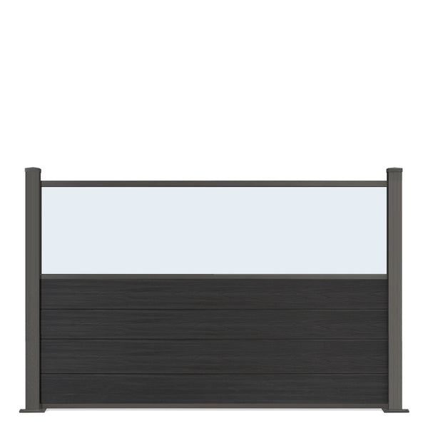 ▶️ Höhe: 1,20m - Gastro-Zaun WPC CoEx - Excellent in Anthrazit mit Plexiglasscheibe 120 x 180 cm