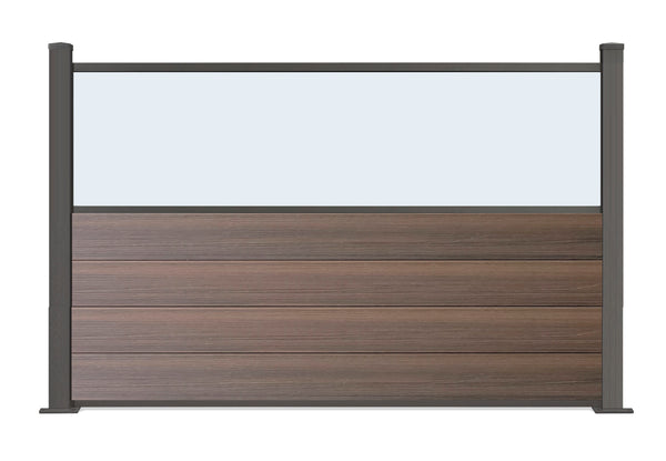 ▶️ Höhe: 1,20m - Gastro-Zaun WPC CoEx - Excellent in Anthrazit mit Plexiglasscheibe 120 x 180 cm