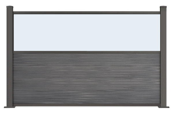 Gastro-Zaun WPC CoEx Excellent in Anthrazit mit Plexiglasscheibe 120x180cm