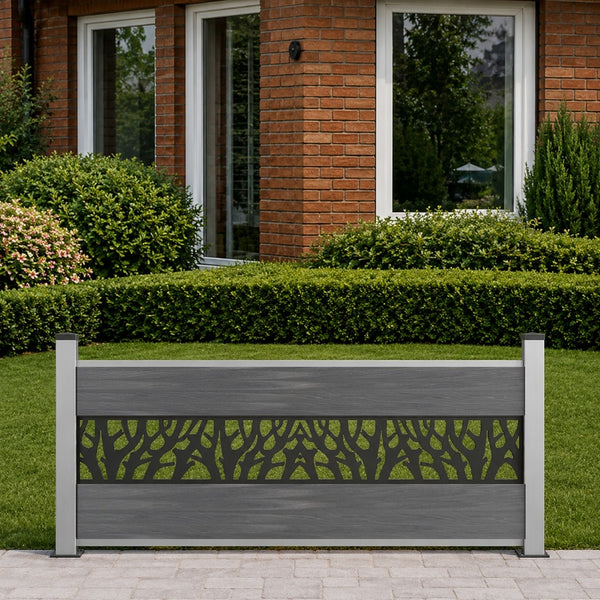 Coex Vorgartenzaun Excellent V2 in Grau mit Dekor 650x 1800 mm