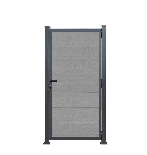 Gartentor Aluminium 180cm x 90cm  in Anthrazit Bausatz Komplett-Set mit Schloss