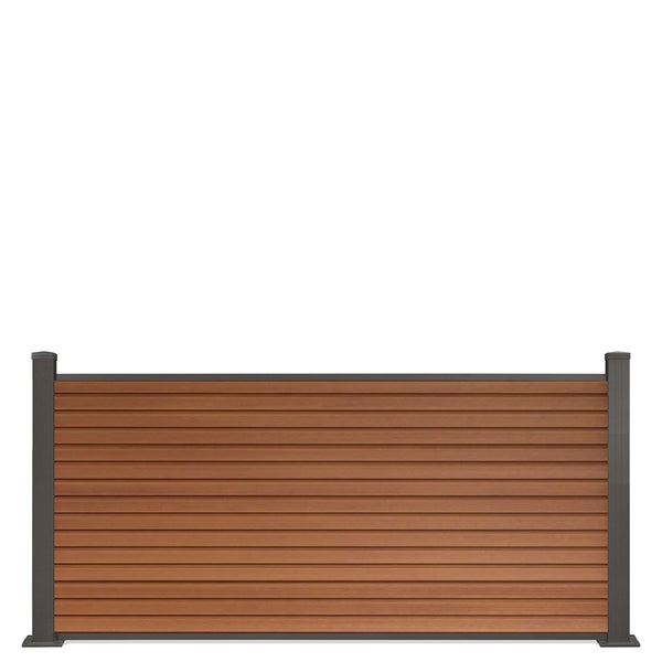 Vorgartenzaun V5 Vertico in Anthrazit, Braun und Grau mit Pfosten in Anthrazit WPC Zaun 84x180cm
